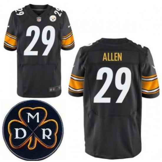 Men's Nike Pittsburgh Steelers #29 Brian Allen Black Stitched NFL Elite MDR Dan Rooney Patch Jersey